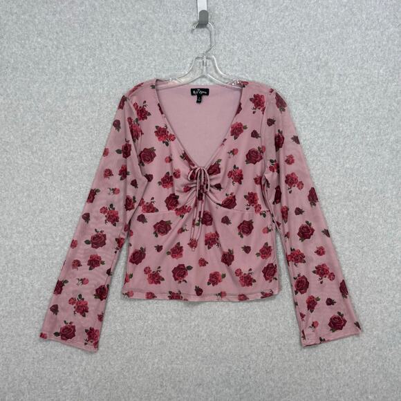 Vtg Self Esteem Babydoll Top Size XL Floral Y2K Stretch Fairy Grunge Whimsigoth - Picture 5 of 16